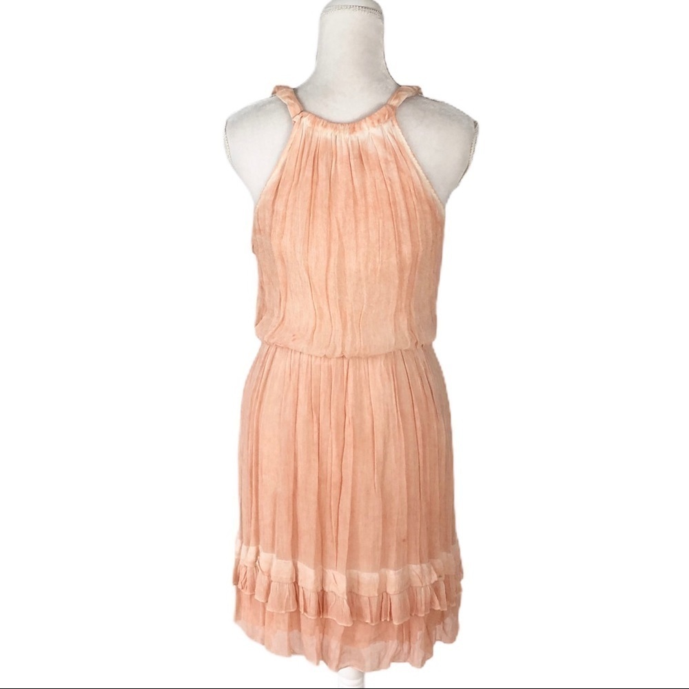 Free People peach orange ruffle sleeveless dress M - Picture 12 of 14